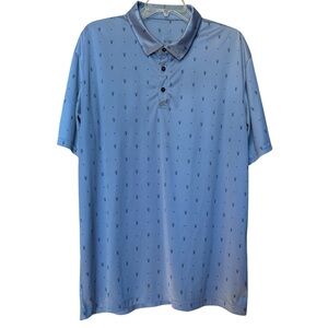 Swannies Golf Polo Shirt Large XL Badminton All Over Print Blue Belmar Golf